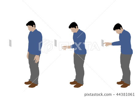 Man entering pin code. Isolated on white Man entering pin code. Isolated on white 44381061