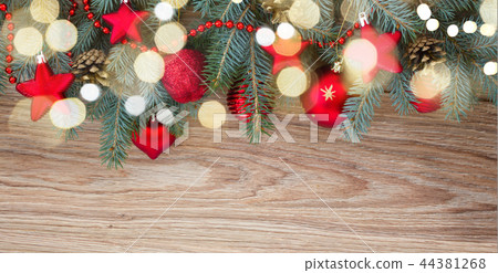 decorated fir tree border 44381268