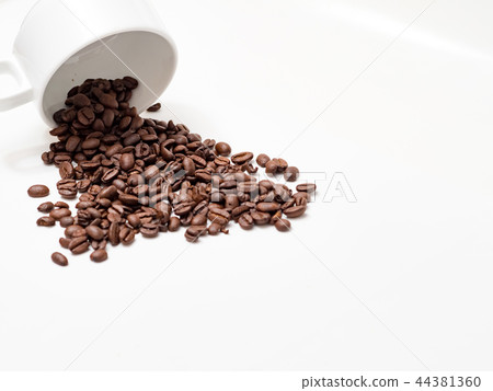 Coffee beans with coffee cup 44381360