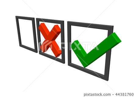 Checkmark icons. Tick and cross sign.  44381760