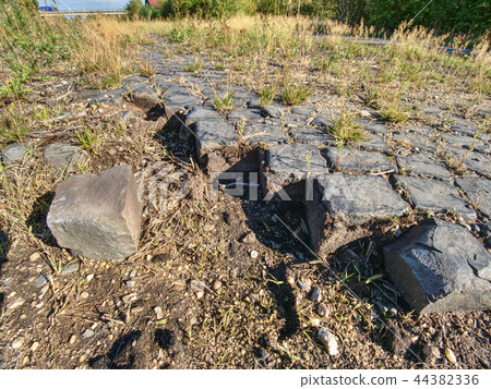 Ruined old cobble stone way. Ruined old cobble stone way. 44382336