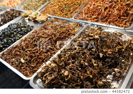 Fried bugs and insects in Bangkok Thailand 44382472