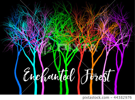 Forest with colorful trees, vector illustration Forest with colorful trees, vector illustration 44382976