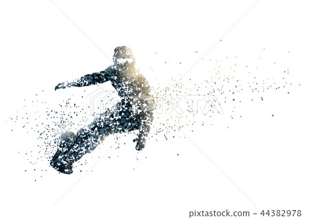 Pointillist style snowboard silhouette, PNG background transparent Pointillist style snowboard silhouette, PNG background transparent 44382978