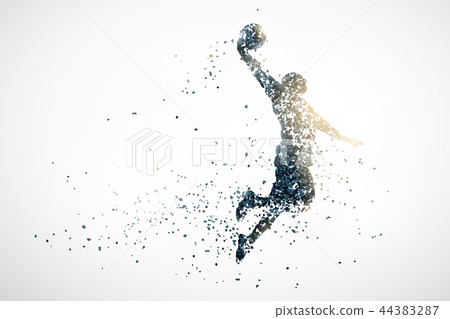 Basketball silhouette in pointillist style, vector illustration 44383287