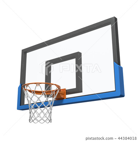3d rendering of a basketball hoop with an empty basket and transparent backboard. 44384018