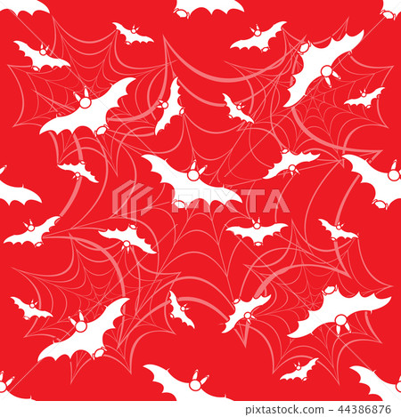 Halloween vector seamless pattern with web and bat - Stock Illustration ...