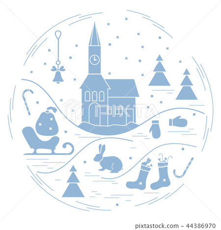 different new year and christmas symbols 44386970