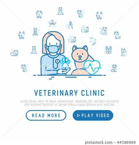 Veterinary clinic concept. Thin line icons Veterinary clinic concept. Thin line icons 44386989