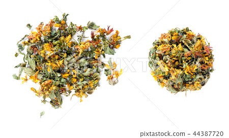 Dry healthy herbs isolated on white 44387720