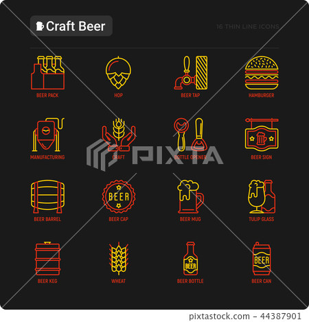 Craft beer thin line icons set 44387901
