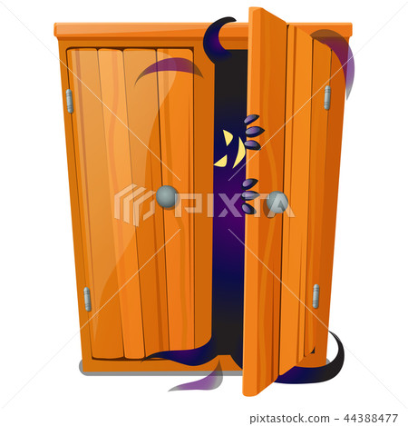 A Ghost peeks out of the closet isolated on white background. Sketch for a poster or card for the 44388477