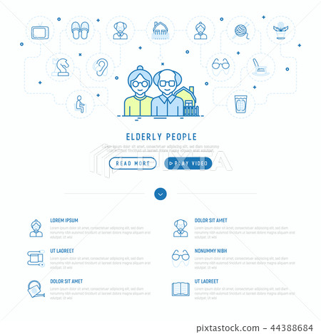 Elderly people concept with thin line icons Elderly people concept with thin line icons 44388684