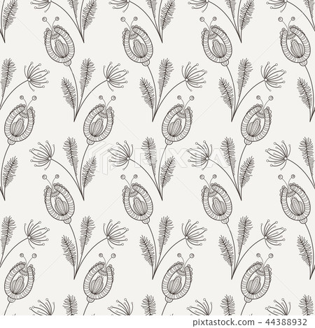 Seamless doodle floral pattern. Seamless doodle floral pattern. 44388932