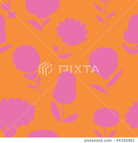 Monochrome silhouette floral seamless pattern Monochrome silhouette floral seamless pattern 44388962