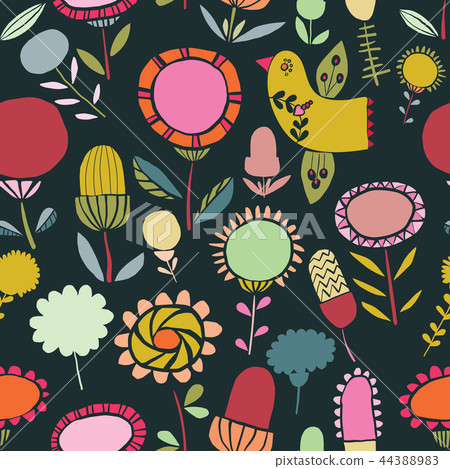 Vector folk floral seamless pattern background Vector folk floral seamless pattern background 44388983