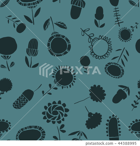 Monochromatic floral seamless pattern background Monochromatic floral seamless pattern background 44388995