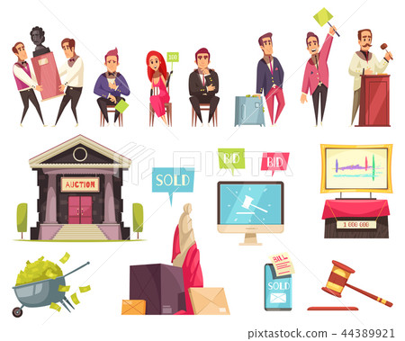 Auction Flat Icons Collection 44389921