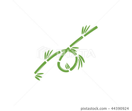 Bamboo logo with green leaf Bamboo logo with green leaf 44390924