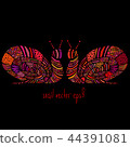 Pair of snails in doodling style 44391081