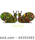 Pair of snails in doodling style 44391083