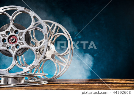 Old style movie reels, close-up. 44392608