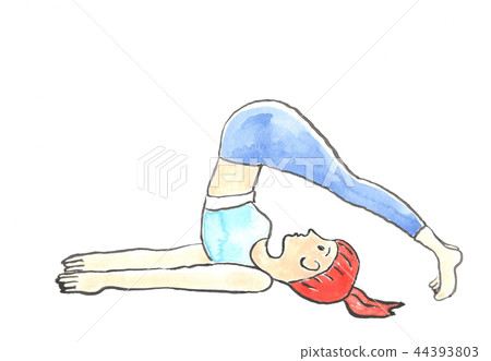 Watercolor hand drawn girl practicing yoga 44393803