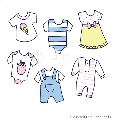 Baby shower illustration of girl and boy clothes Baby shower illustration of girl and boy clothes 44396514