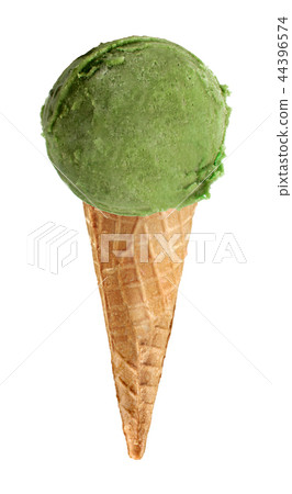 Green tea ice cream with cone Green tea ice cream with cone 44396574