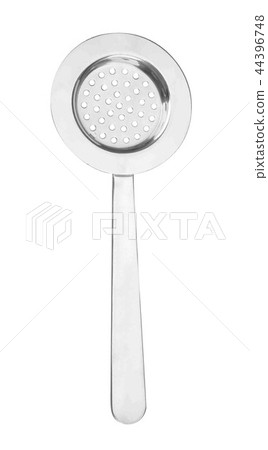 Round metal tea strainer isolated on white Round metal tea strainer isolated on white 44396748