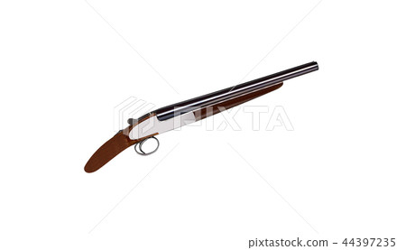 Lupara - a sawn-off shotgun isolated on white 44397235