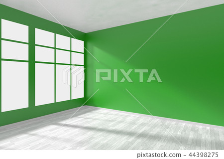 Empty green room with window and white floor 44398275