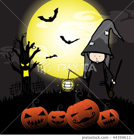 Halloween night on full moon design background - Stock Illustration ...