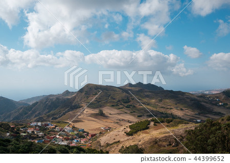 landscape valley, hills and village - rural  44399652