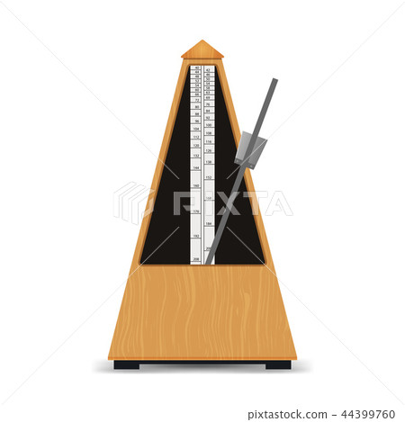 Realistic Detailed 3d Classic Mechanical Metronome. Vector 44399760