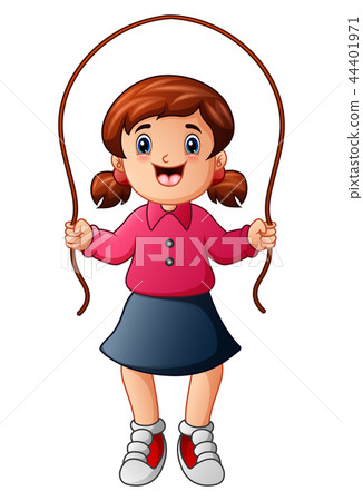 Vector illustration of Little girl playing jumping 44401971