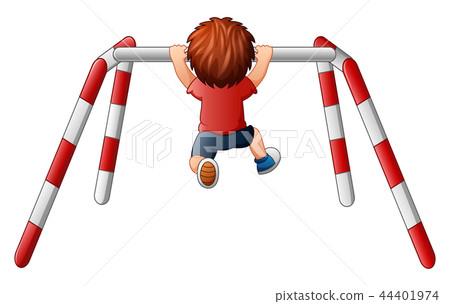 Vector illustration of little boy pull-up exercise 44401974