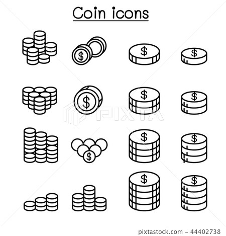 Money & Coin icon set in thin line style 44402738
