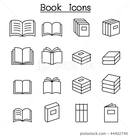 Book icon set in thin line style - Stock Illustration [44402740] - PIXTA
