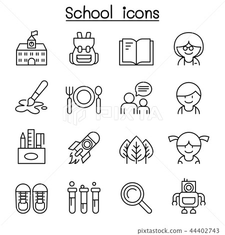 School icon set in thin line style - Stock Illustration [44402743] - PIXTA