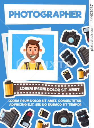 Photographer and photo equipment, vector 44403087