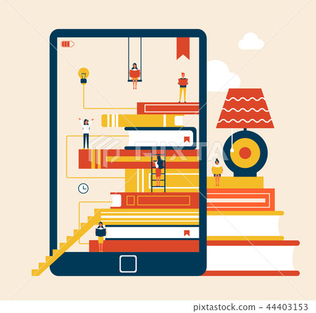 Electronic Book and Table Vector Illustration Electronic Book and Table Vector Illustration 44403153