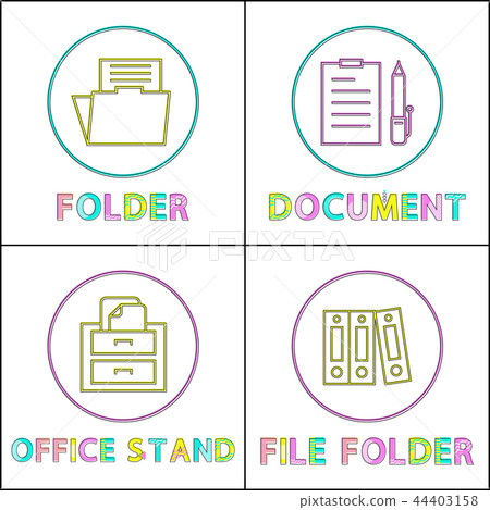 Office Stationery as Round Linear Icons Templates - Stock Illustration ...