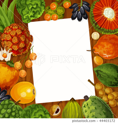 Cooking recipe note with tropical fruits 44403172