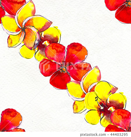 Seamless pattern With Tropical Flowers. Watercolor Background Seamless pattern With Tropical Flowers. Watercolor Background 44403295