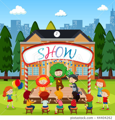 Children performing on stage 44404262