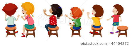 Children sitting on chairs Children sitting on chairs 44404272