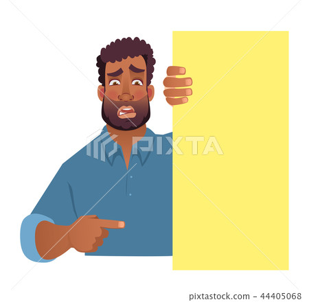 African man holding blank banner. 44405068