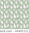 Funny pattern angry, happy and sad ghosts with big eyes and pink face. 44405111