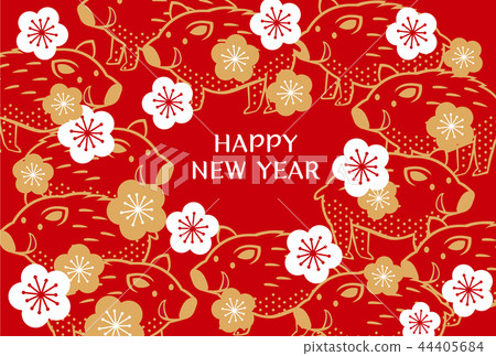 new year's card, new year, sign of the hog 44405684